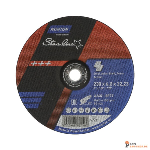 nortonschleifmittel/NORTON_schleifmittel_66252837269 Norton STARLINE  Portable grinding wheels 230x6x22.23mm 24 GRIT_122190